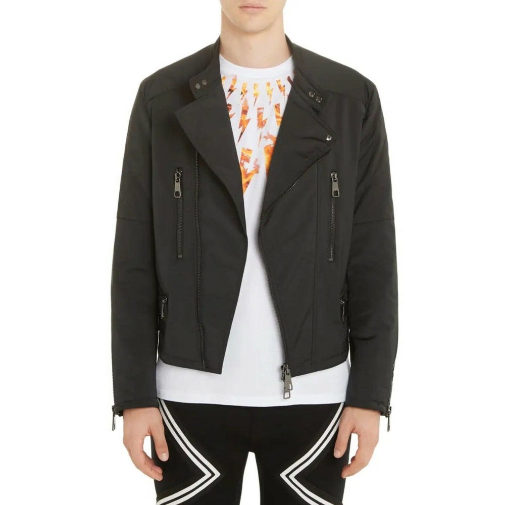 NEIL BARRETT Jersey Moto Jacket Size S - $1800.00